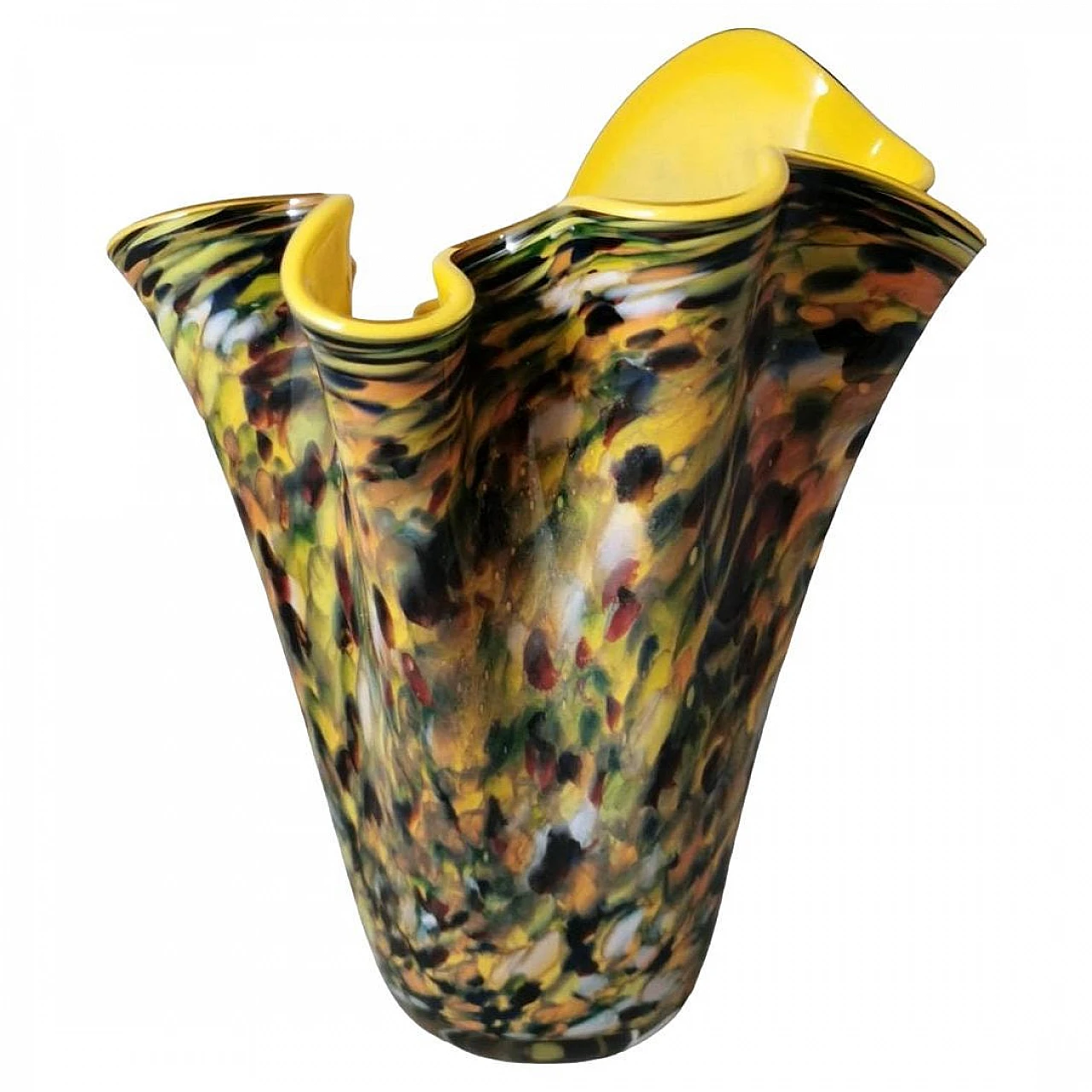 Multicoloured Murano glass vase in Fazzoletto style, 1970s 1