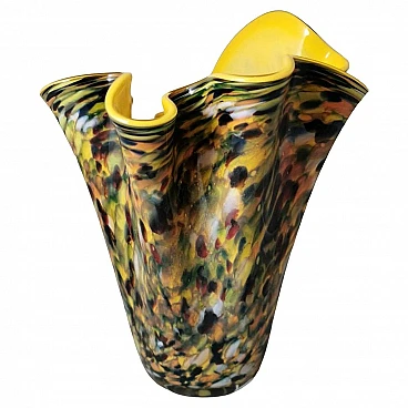 Multicoloured Murano glass vase in Fazzoletto style, 1970s
