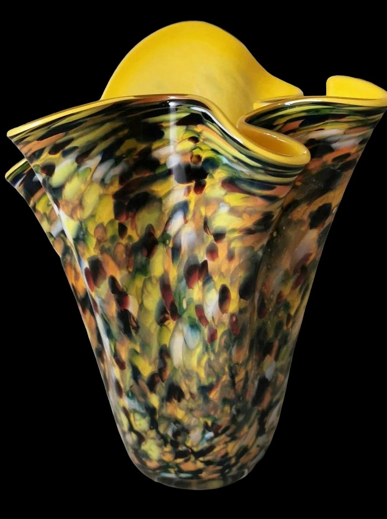 Multicoloured Murano glass vase in Fazzoletto style, 1970s 3