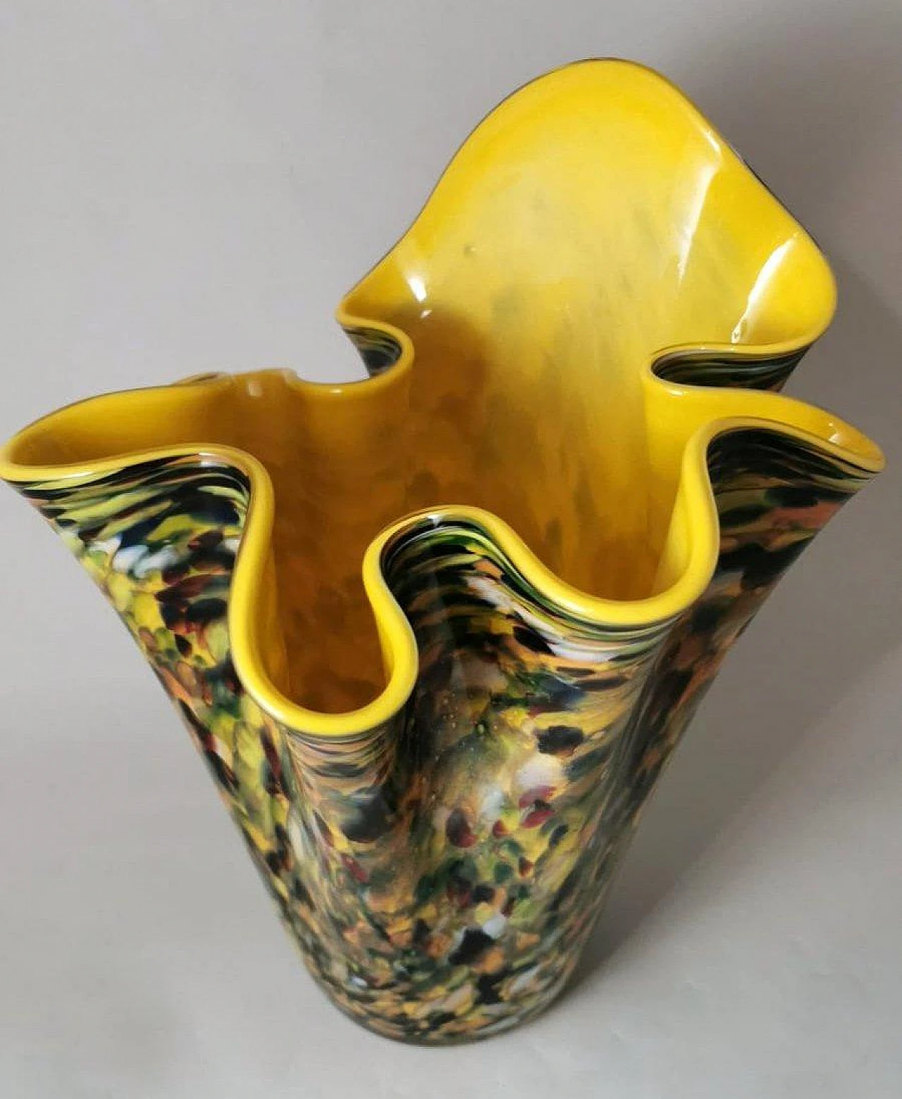 Multicoloured Murano glass vase in Fazzoletto style, 1970s 4