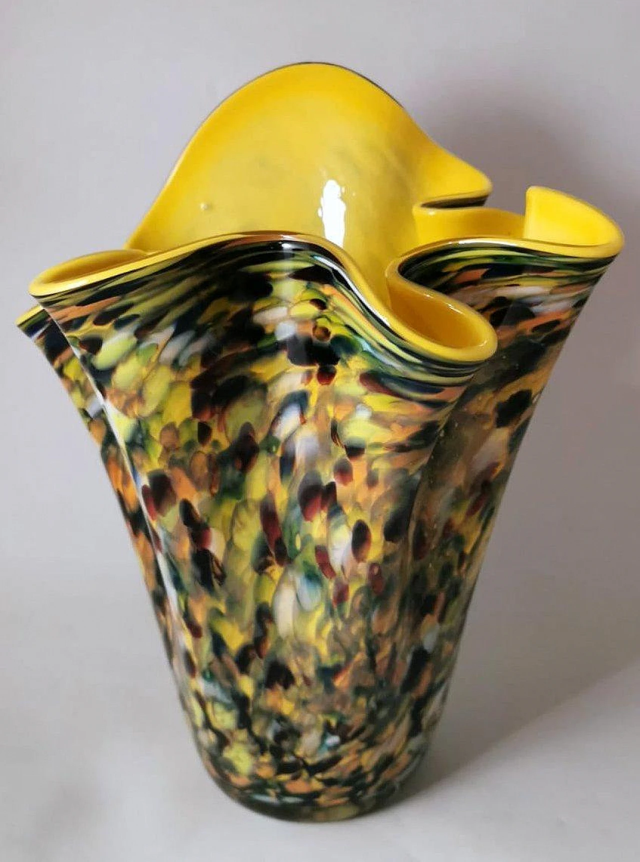 Multicoloured Murano glass vase in Fazzoletto style, 1970s 5