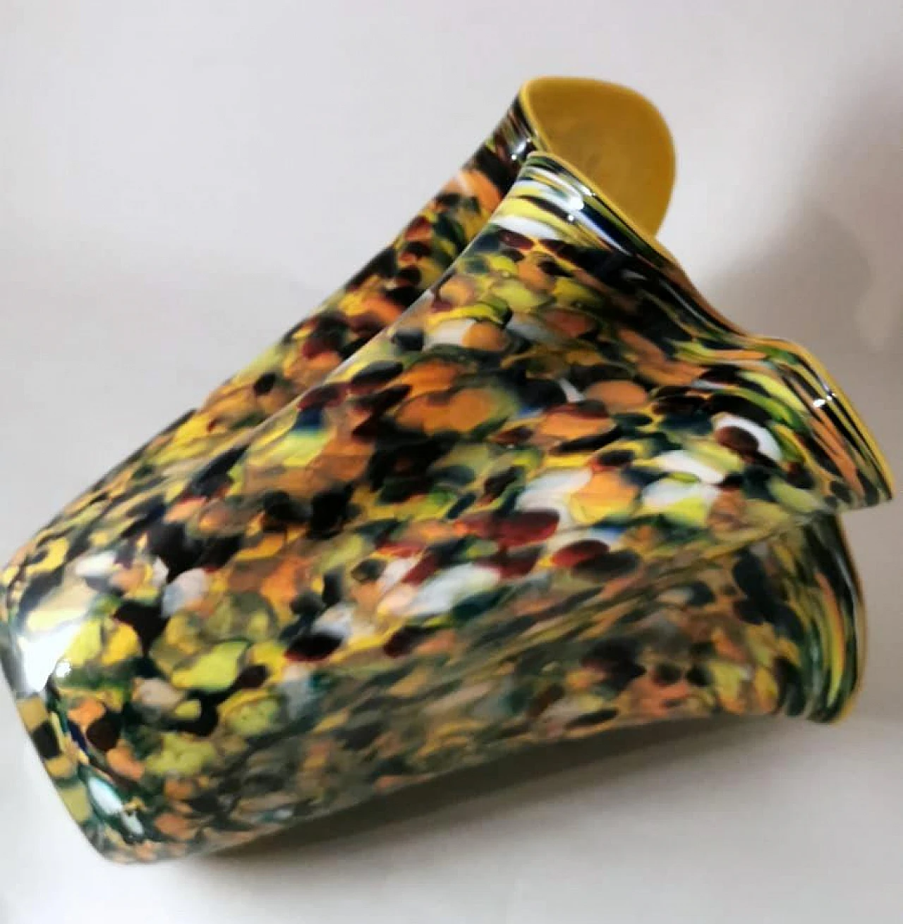 Multicoloured Murano glass vase in Fazzoletto style, 1970s 6