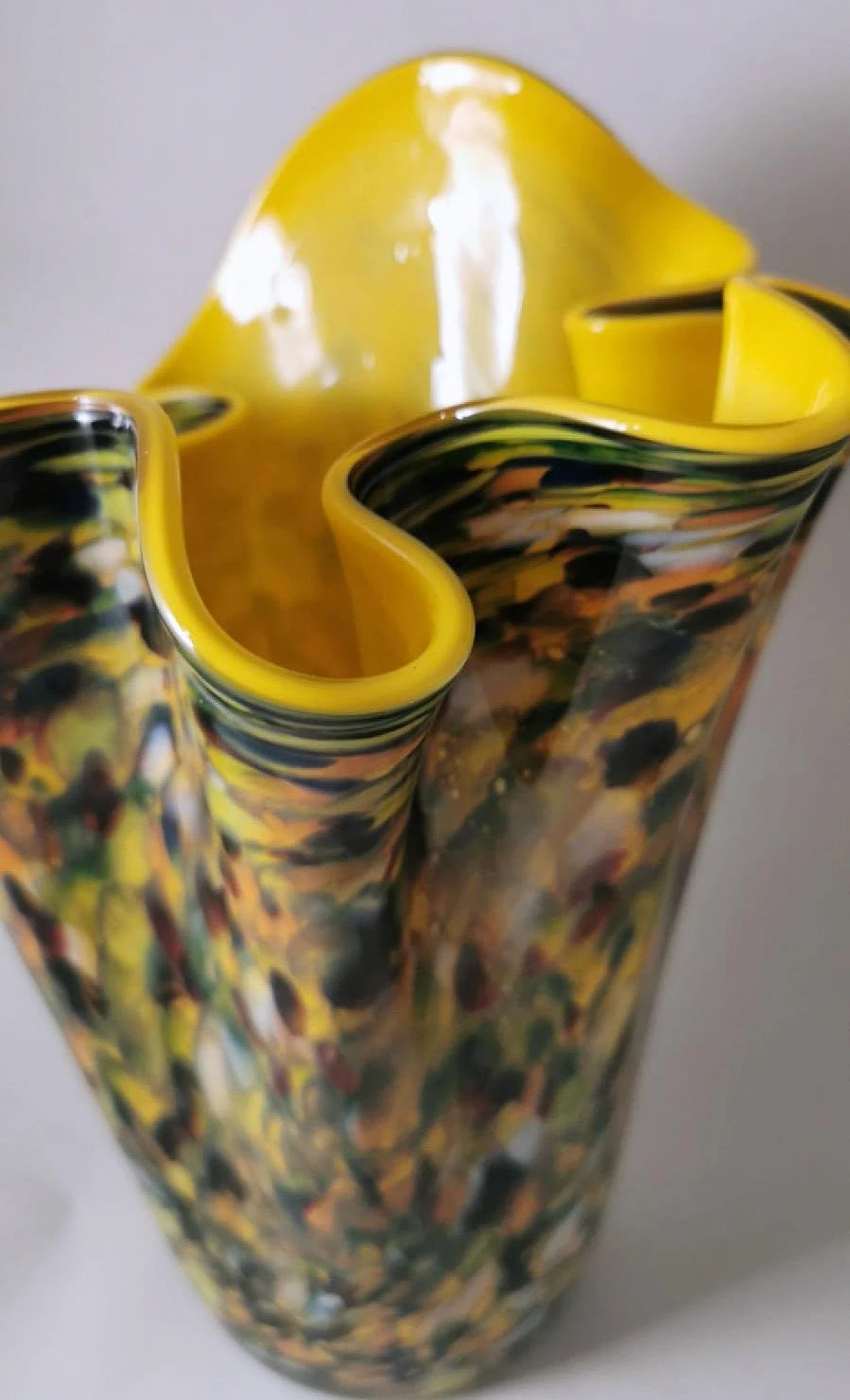 Multicoloured Murano glass vase in Fazzoletto style, 1970s 8