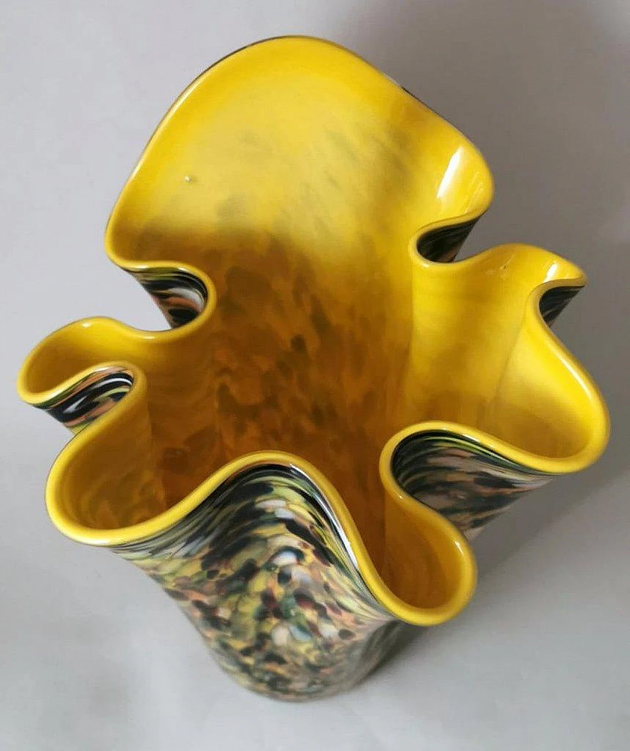 Multicoloured Murano glass vase in Fazzoletto style, 1970s 9