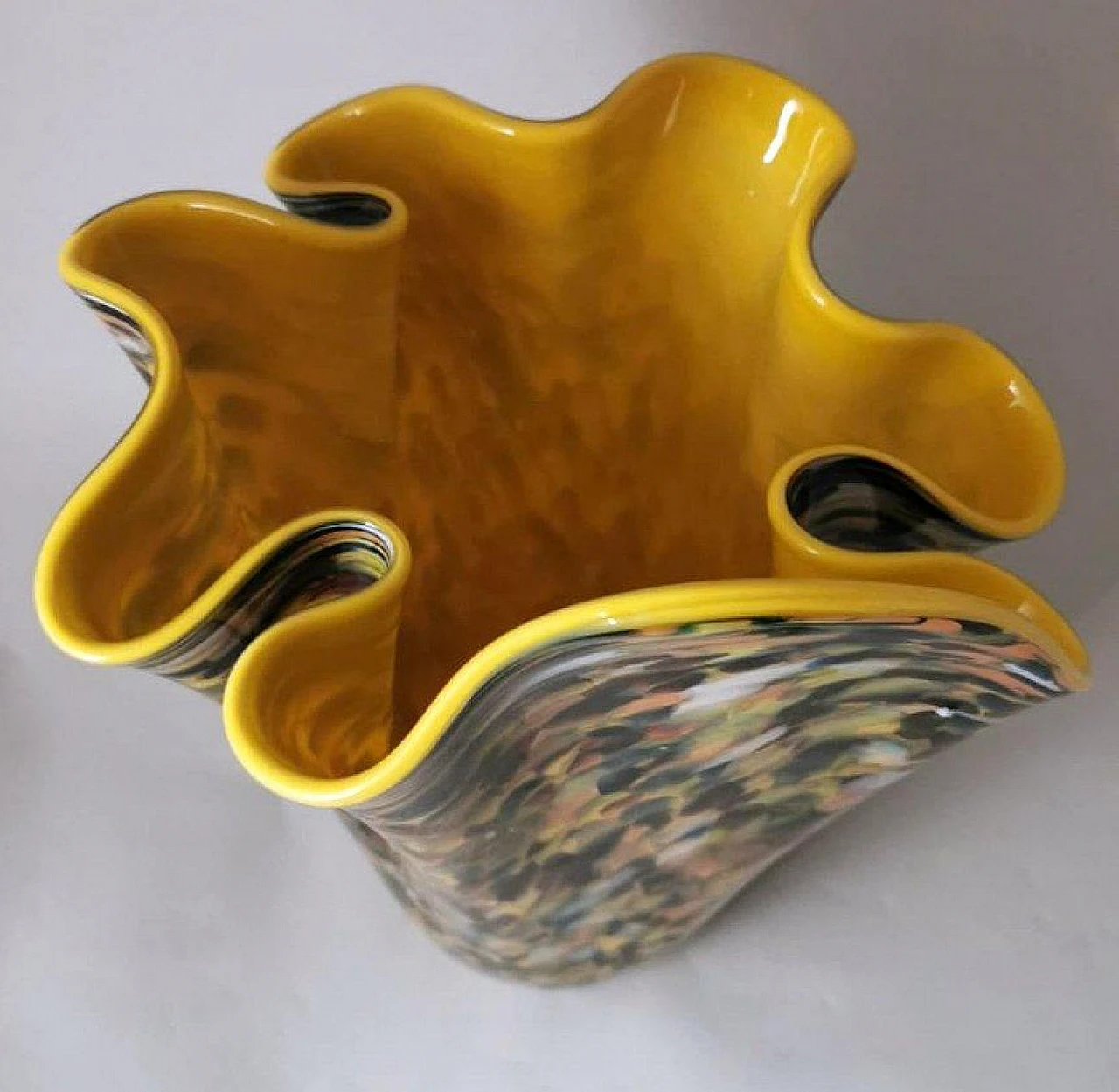 Multicoloured Murano glass vase in Fazzoletto style, 1970s 11