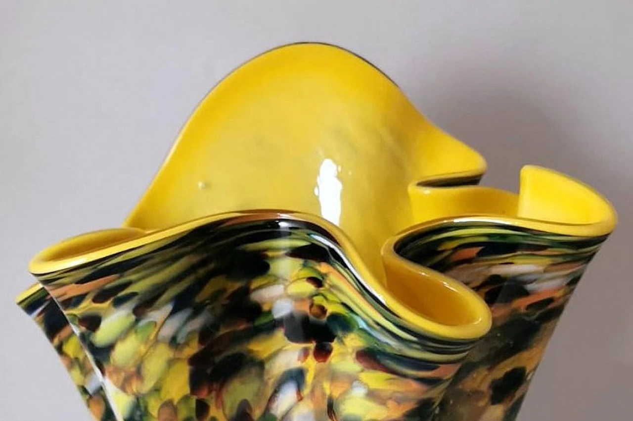 Multicoloured Murano glass vase in Fazzoletto style, 1970s 12