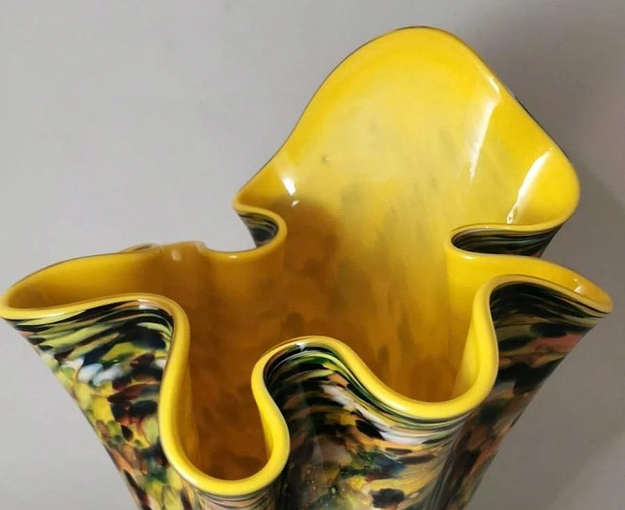 Multicoloured Murano glass vase in Fazzoletto style, 1970s 13