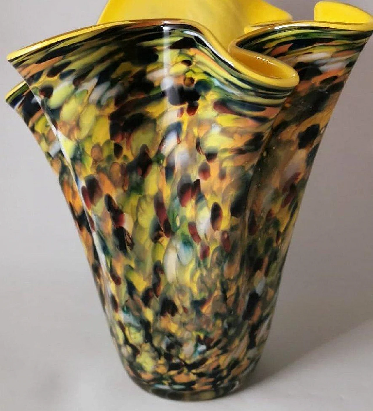 Multicoloured Murano glass vase in Fazzoletto style, 1970s 14