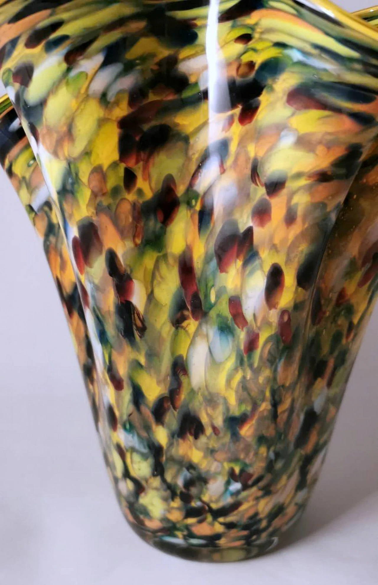 Multicoloured Murano glass vase in Fazzoletto style, 1970s 15