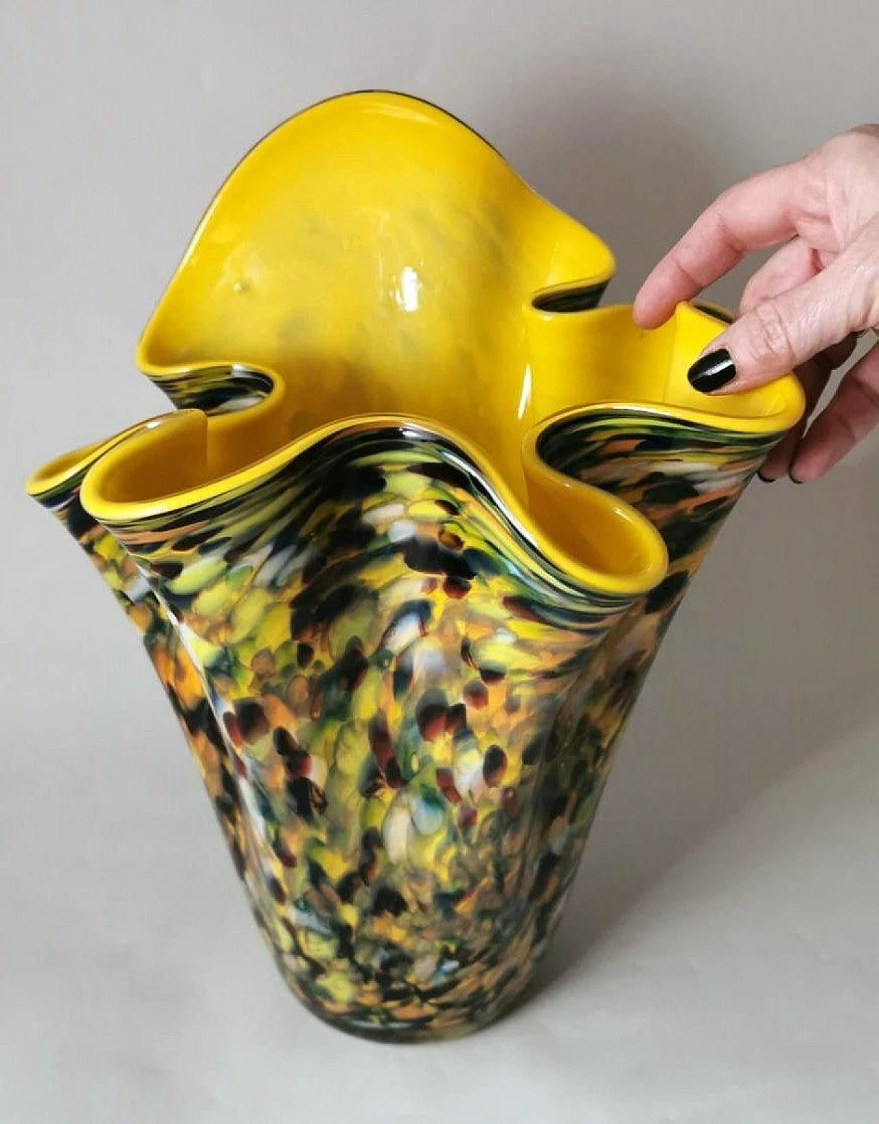 Multicoloured Murano glass vase in Fazzoletto style, 1970s 17