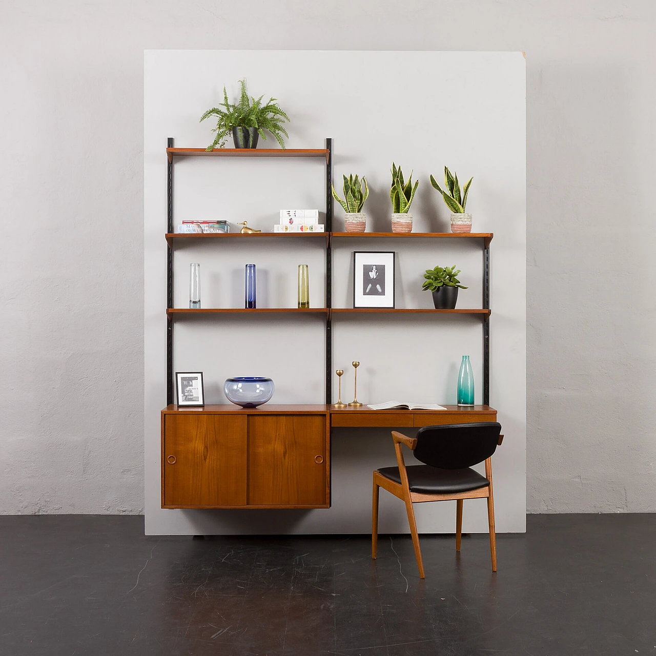 Teak and metal bookcase by Kai Kristiansen for FM Møbler, 1960s 1