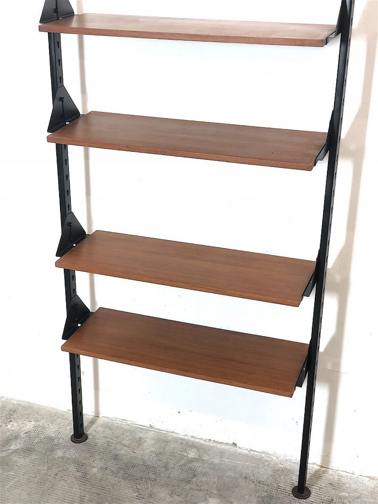 Metal and teak veneered wood bookcase, 1960s 4