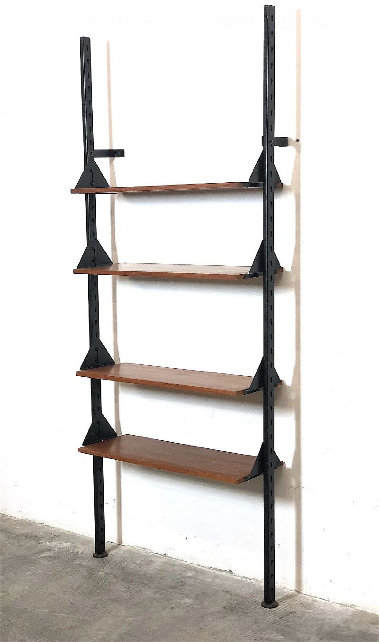 Metal and teak veneered wood bookcase, 1960s 6