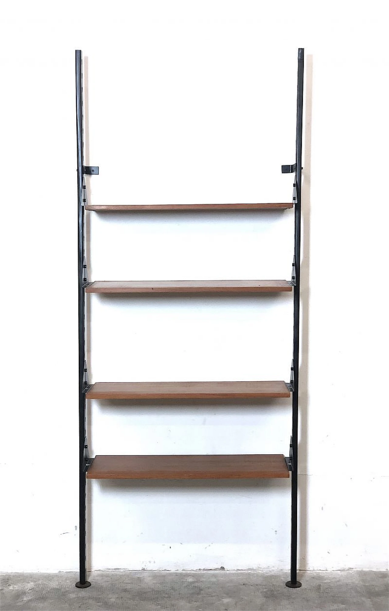 Metal and teak veneered wood bookcase, 1960s 7