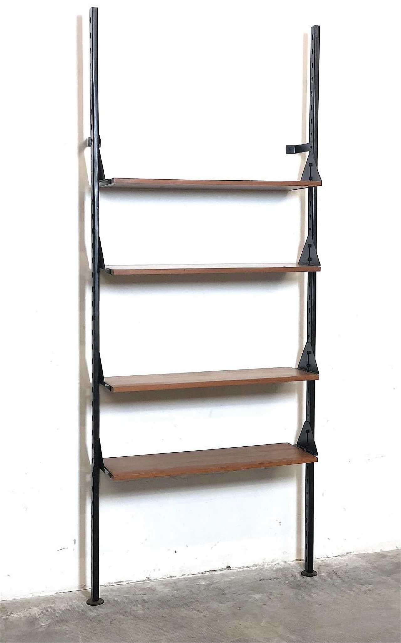 Metal and teak veneered wood bookcase, 1960s 8