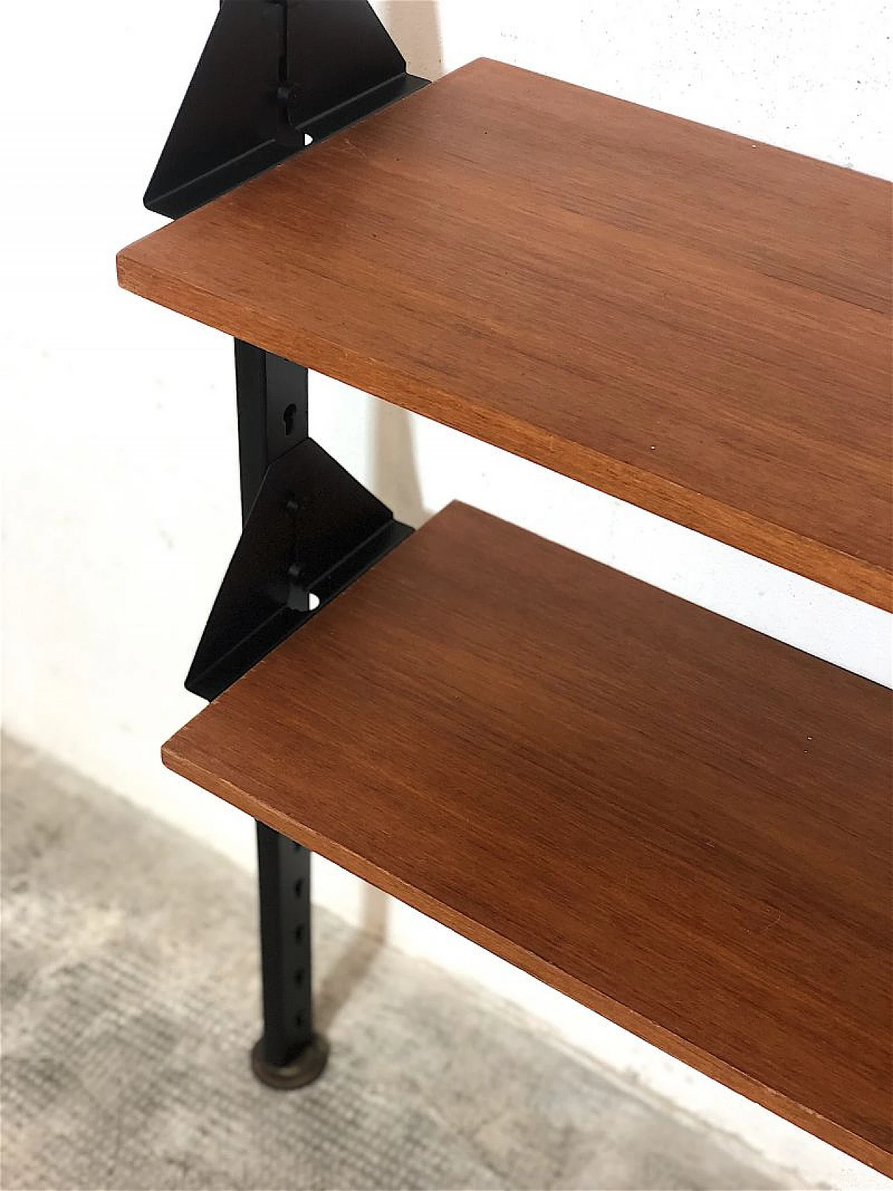 Metal and teak veneered wood bookcase, 1960s 9