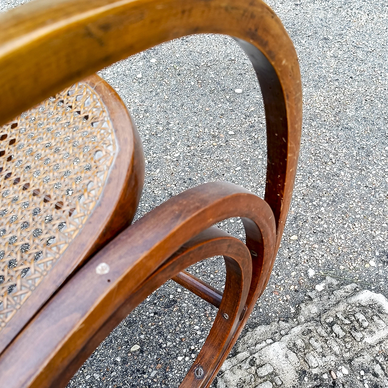 Bent wood and wicker rocking chair by Thonet 4