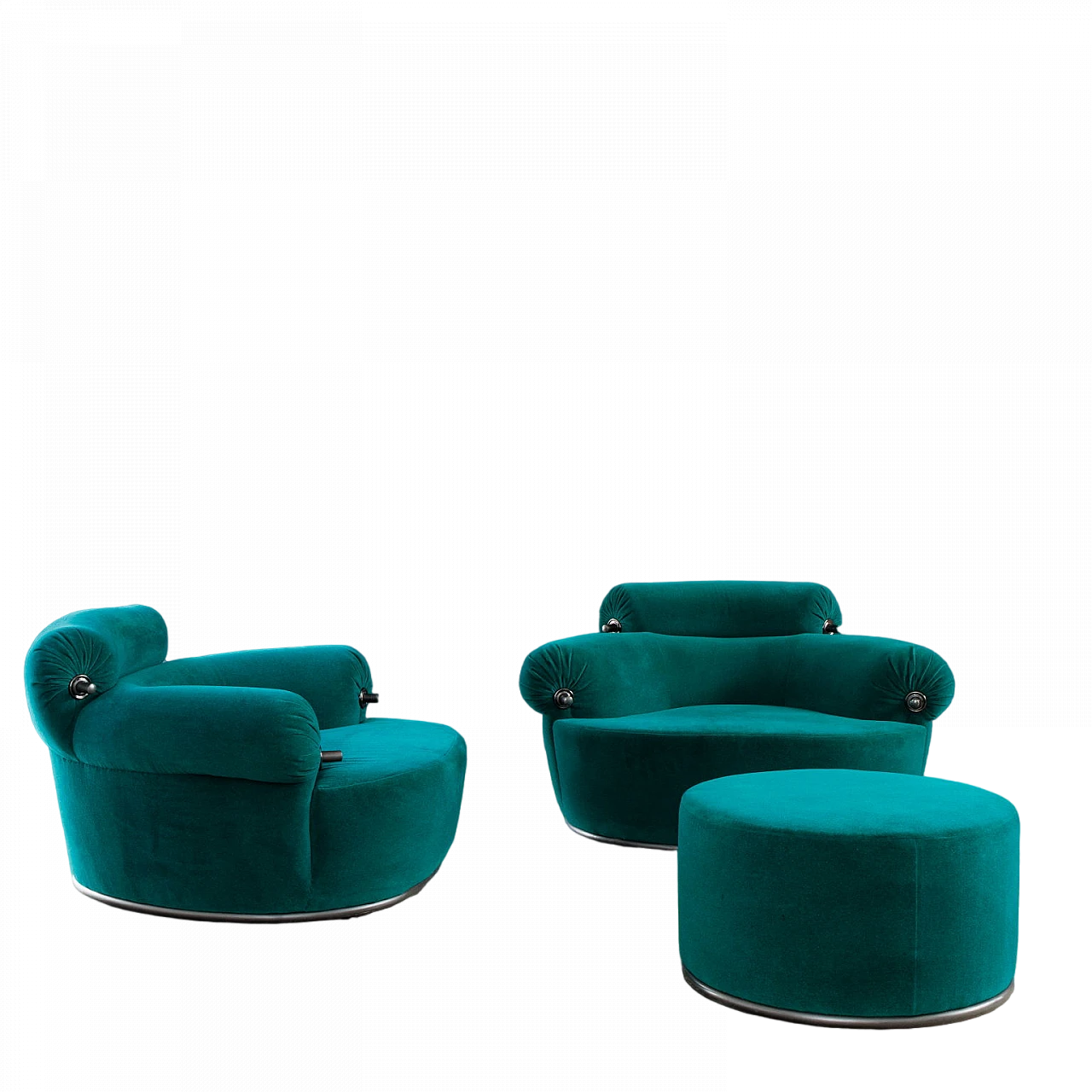 Pair of armchairs with footrest by Dominioni for Azucena, 1980s 9