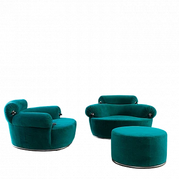 Pair of armchairs with footrest by Dominioni for Azucena, 1980s