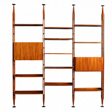 Three-bay LB7 teak bookcase by F. Albini for Poggi, 1950s