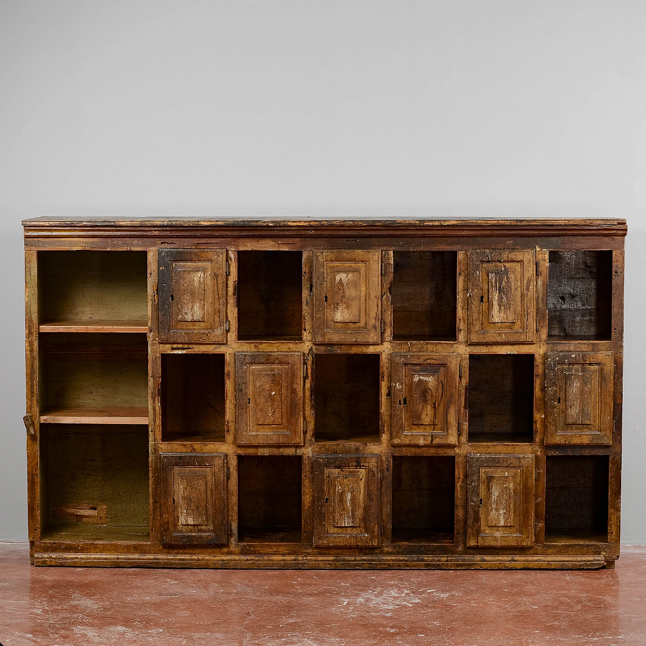 Solid wood herbal medicine cabinet, 18th century 1