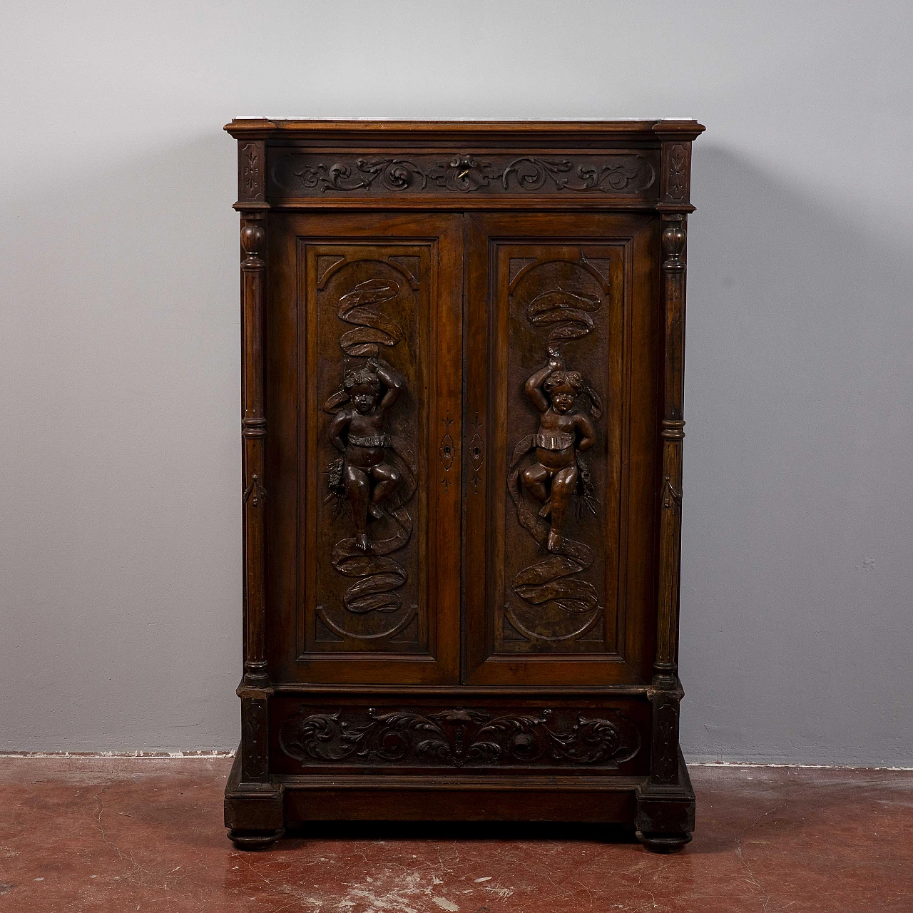 Wood secrétaire with carvings, late 19th century 1