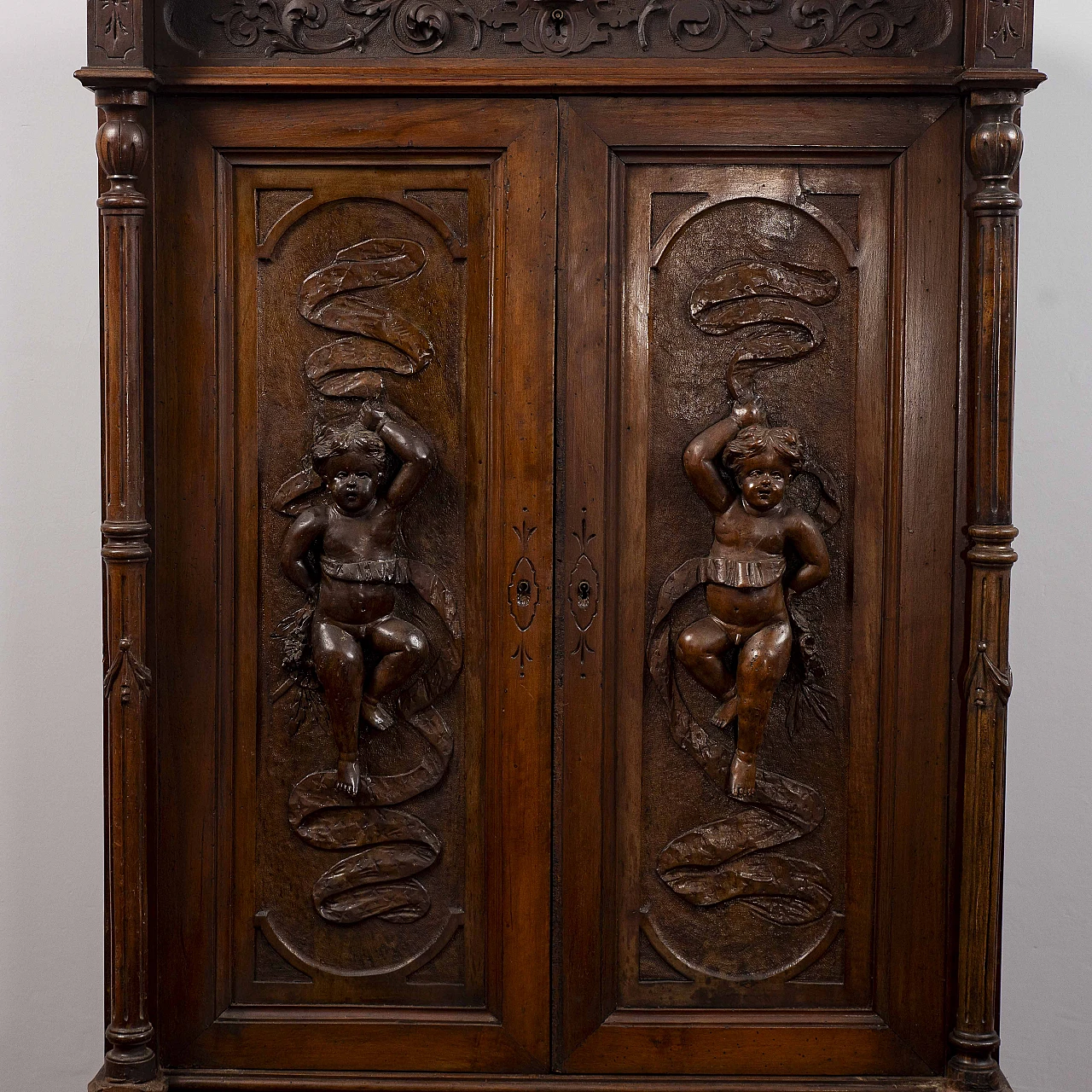 Wood secrétaire with carvings, late 19th century 6