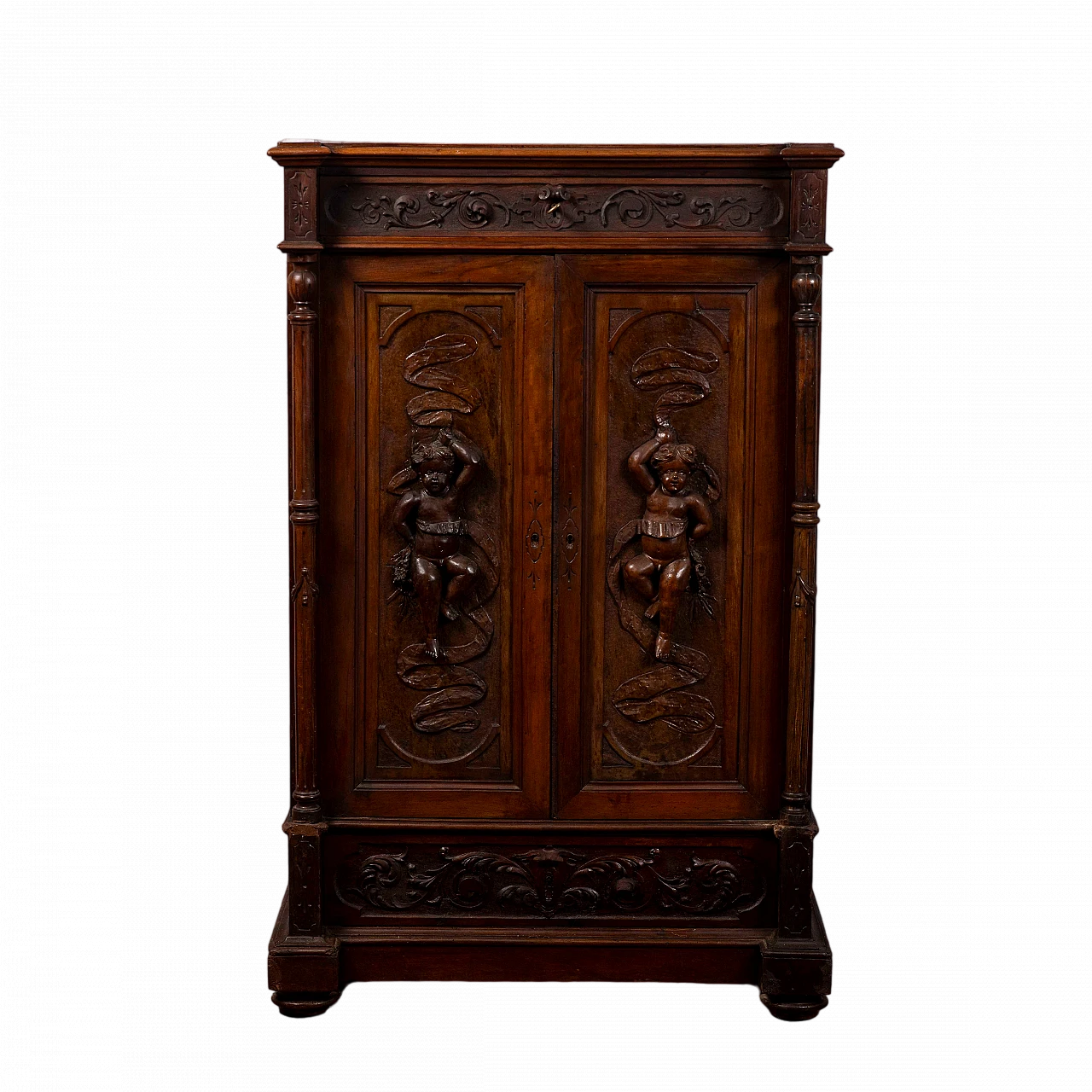 Wood secrétaire with carvings, late 19th century 9