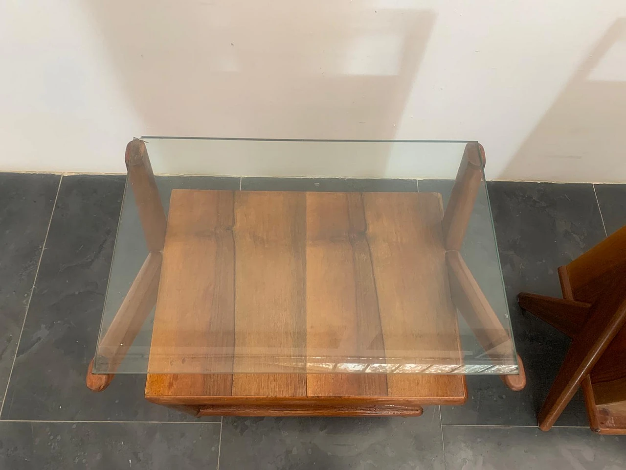 Pair of rosewood and glass bedside tables, 1960s 7