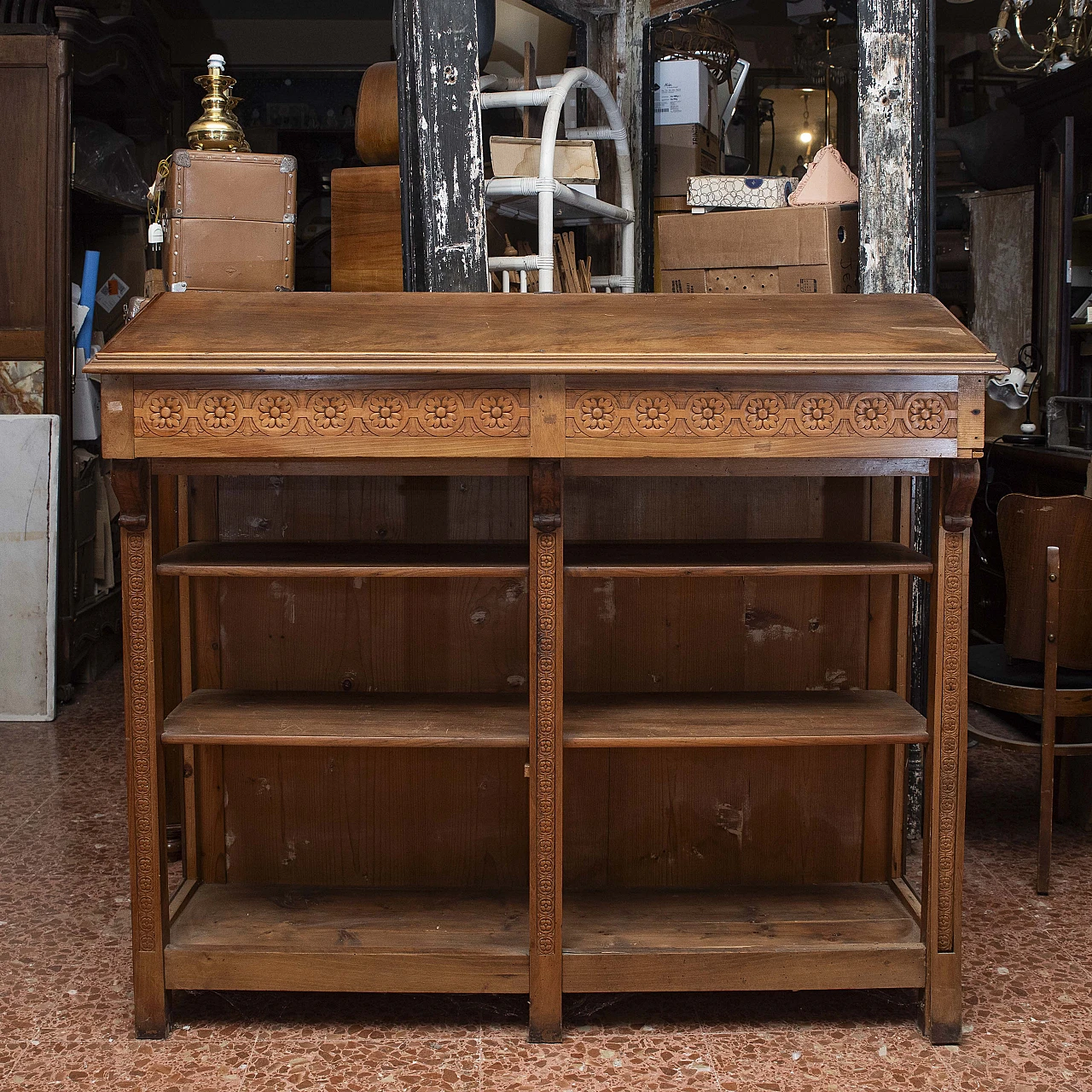 Art Nouveau walnut bookcase with lectern, early 20th century 1