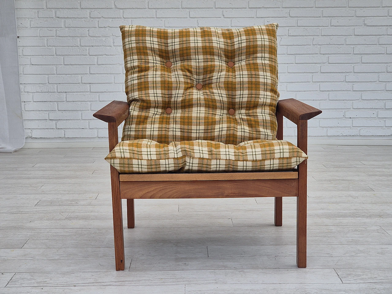 Danish teak and wool armchair, 1970s 2