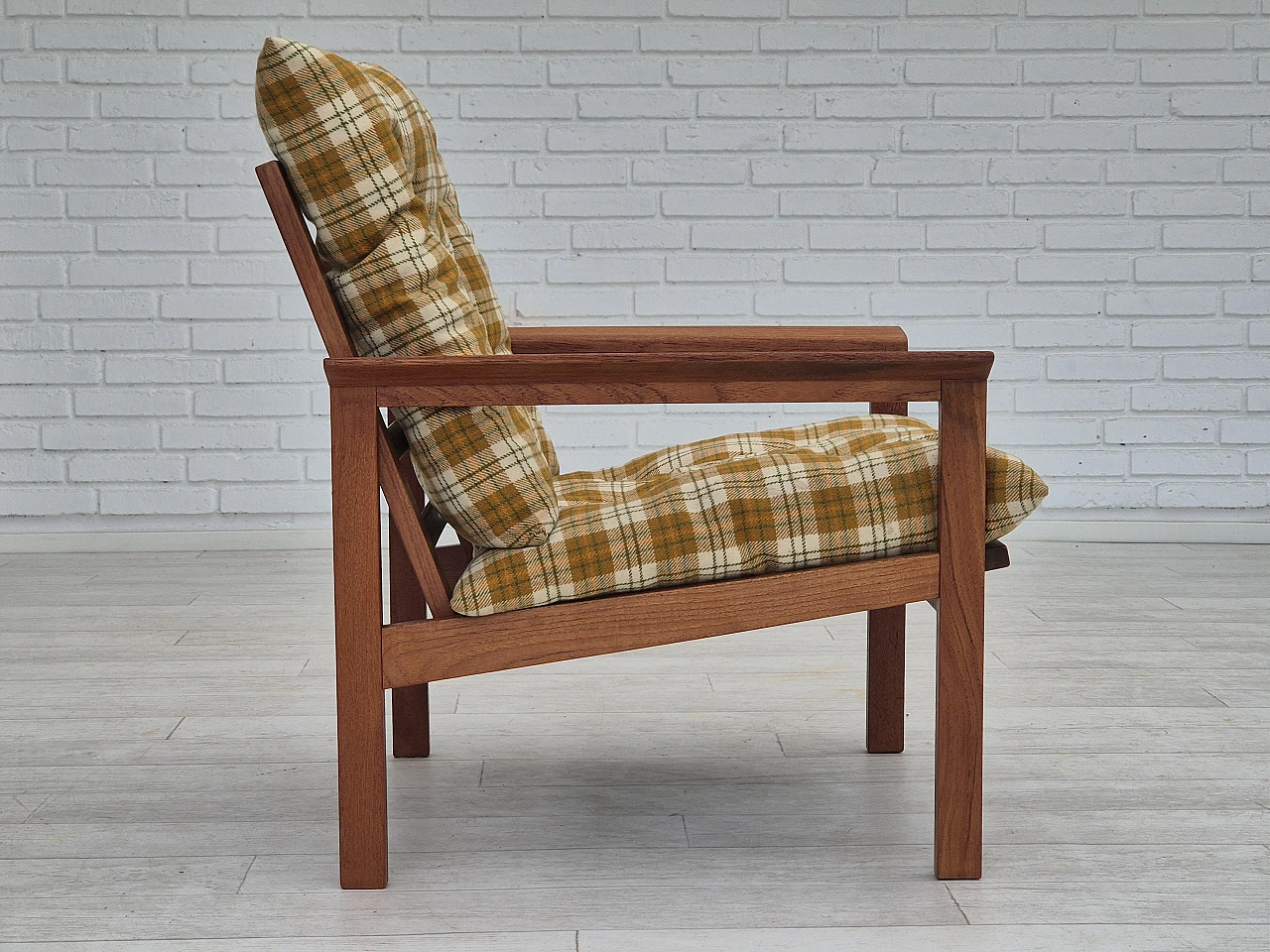 Danish teak and wool armchair, 1970s 3