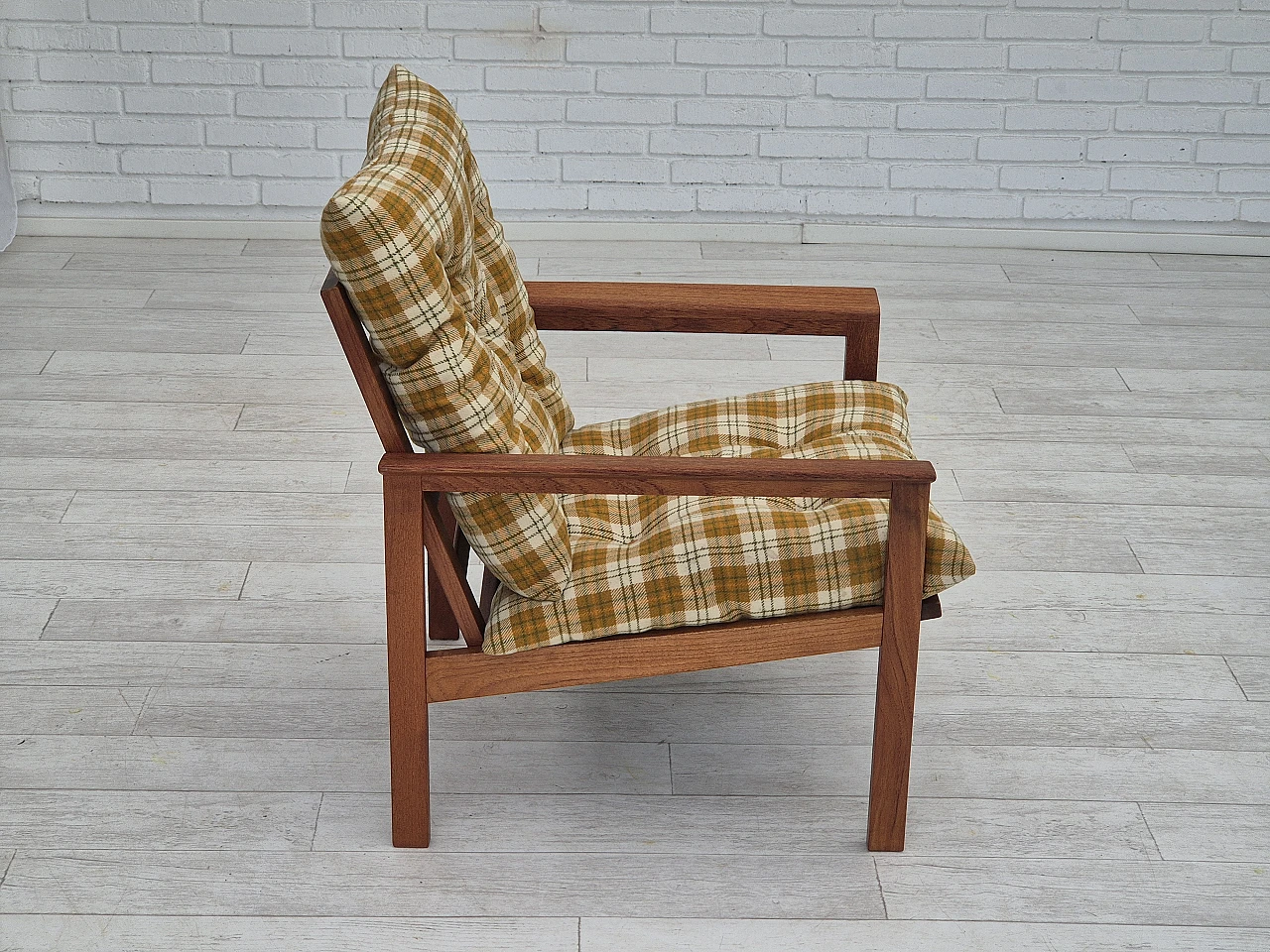 Danish teak and wool armchair, 1970s 4