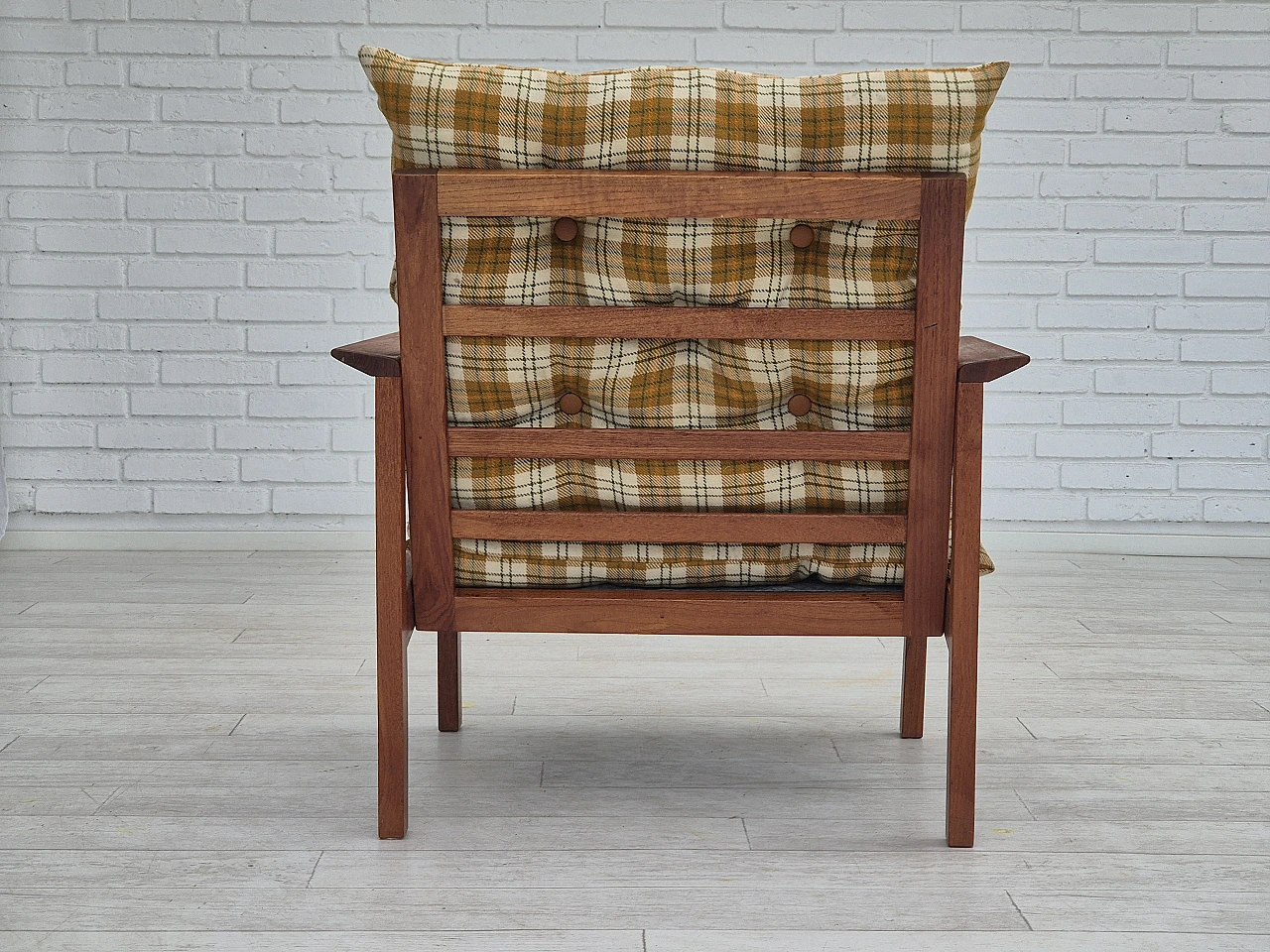 Danish teak and wool armchair, 1970s 5