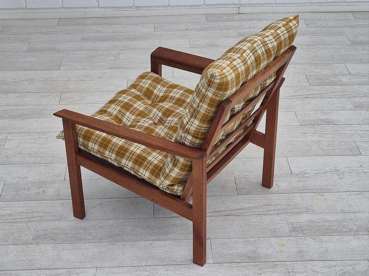 Danish teak and wool armchair, 1970s 6