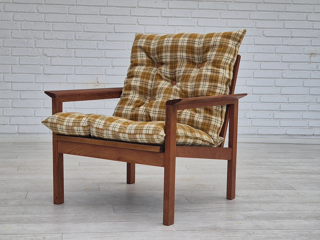 Danish teak and wool armchair, 1970s 7