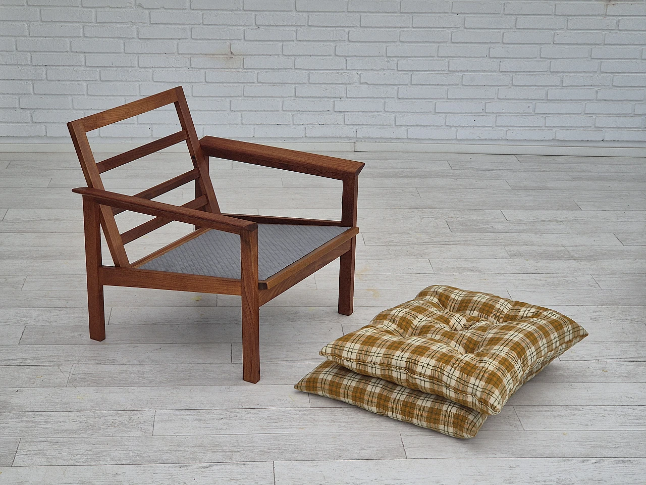 Danish teak and wool armchair, 1970s 10