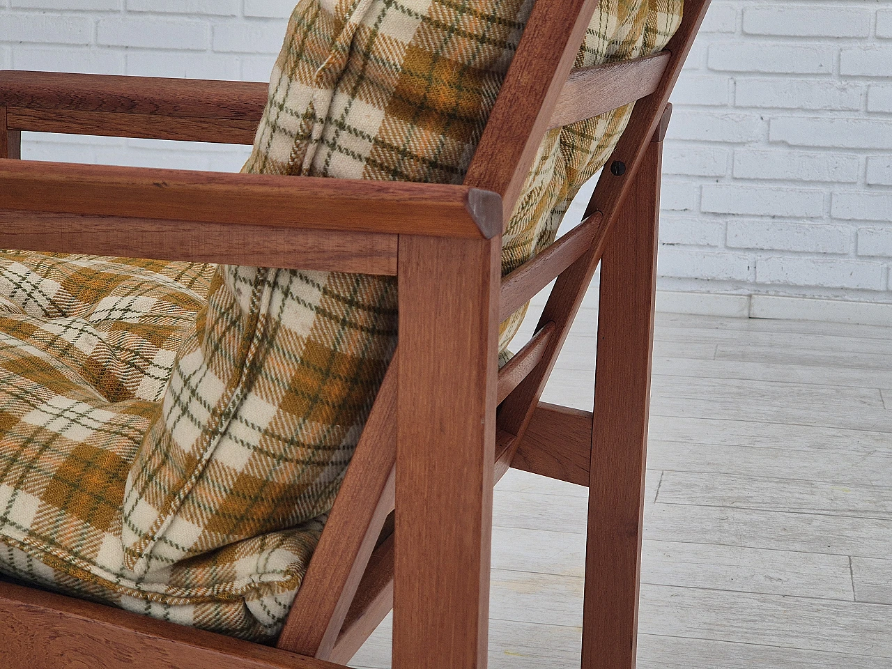 Danish teak and wool armchair, 1970s 13