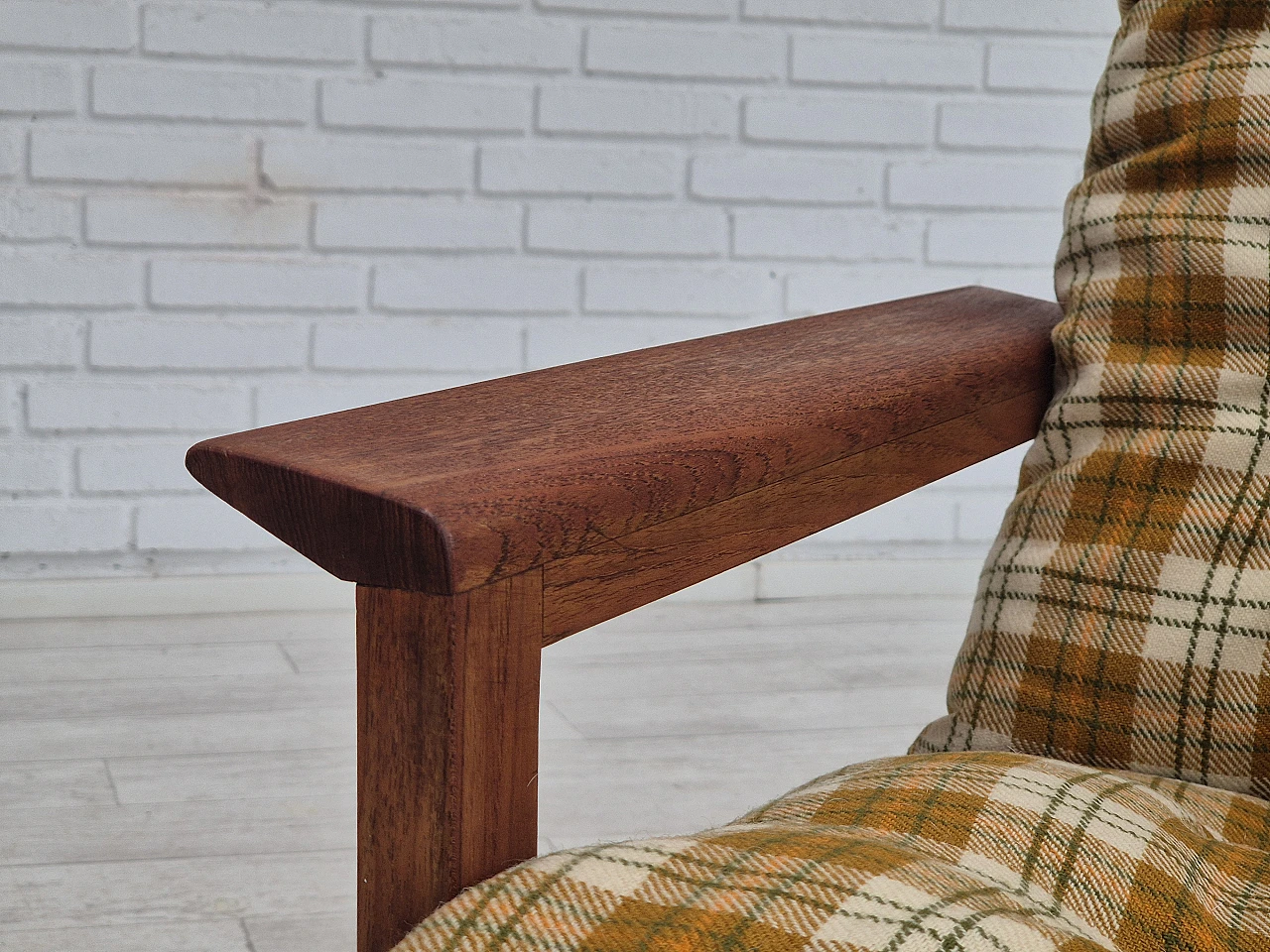 Danish teak and wool armchair, 1970s 14