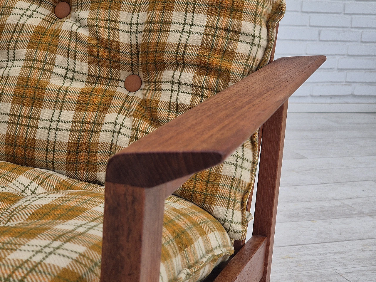 Danish teak and wool armchair, 1970s 15