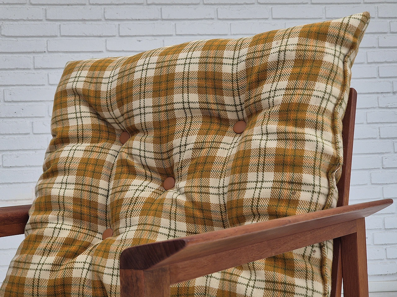 Danish teak and wool armchair, 1970s 16