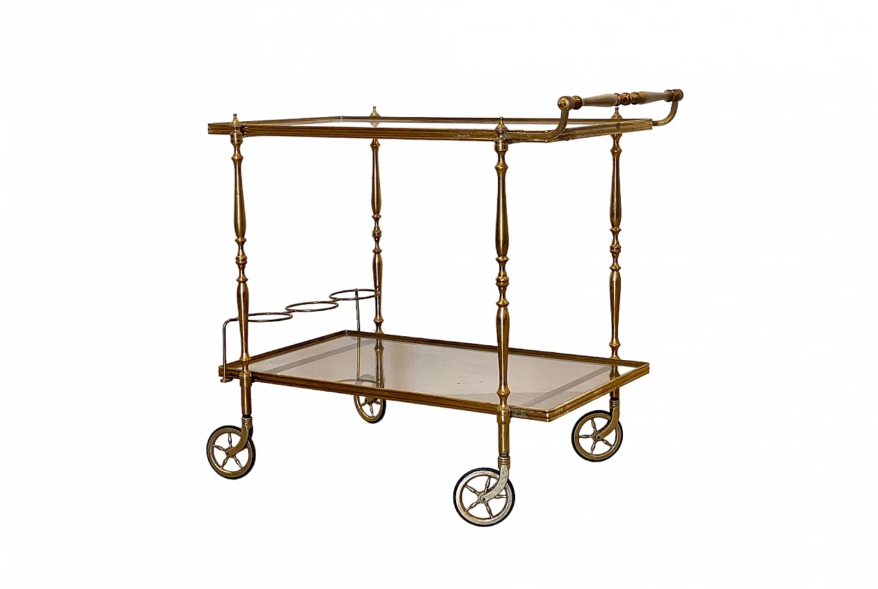 Brass and glass bar cart, 1960s 11