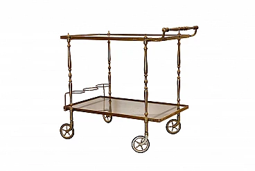 Brass and glass bar cart, 1960s
