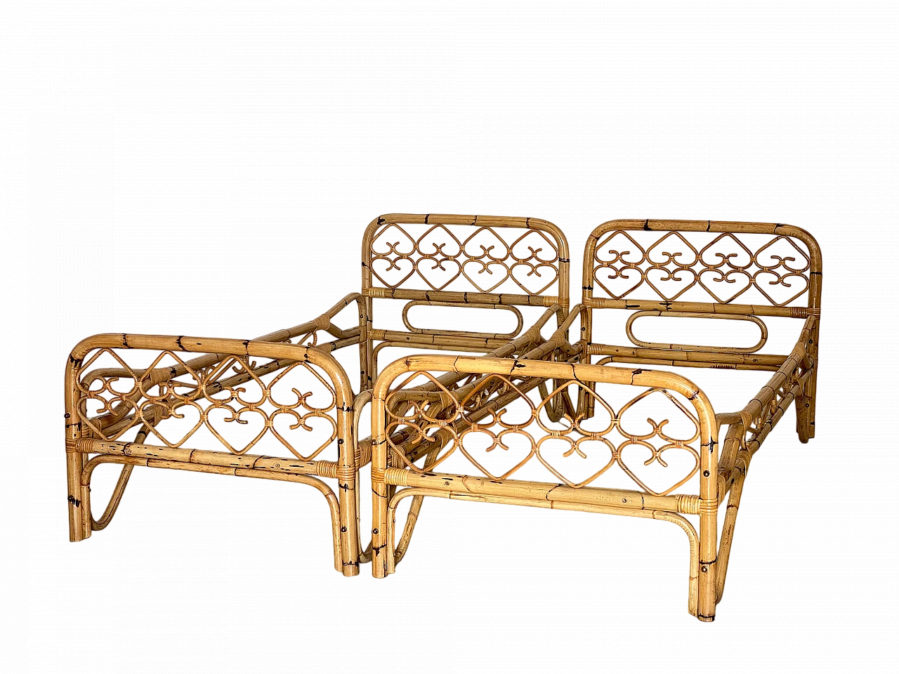 Pair of bamboo single bed frames, 1970s 16