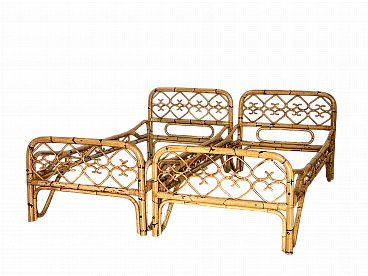 Pair of bamboo single bed frames, 1970s