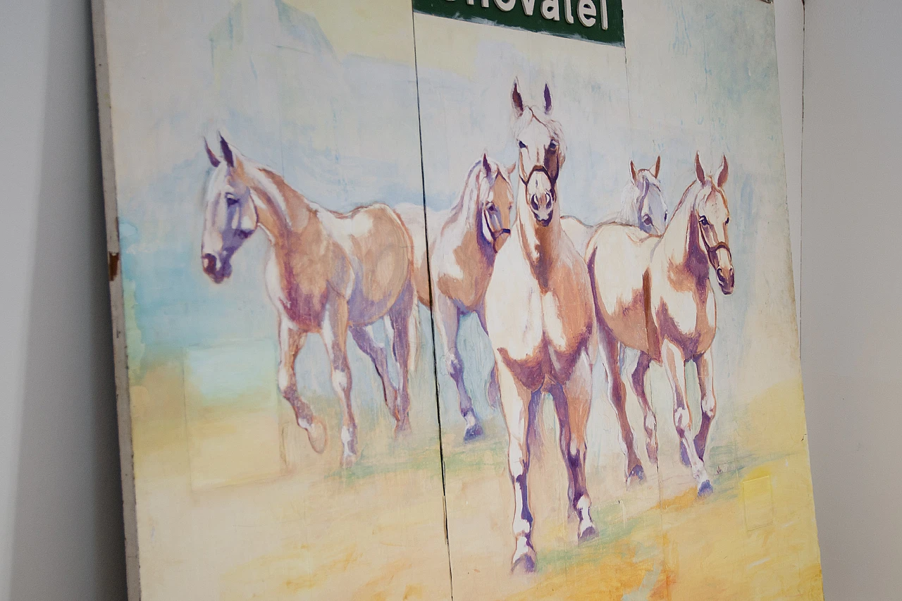 Pannello cecoslovacco con cavalli dipinti, anni '70 3