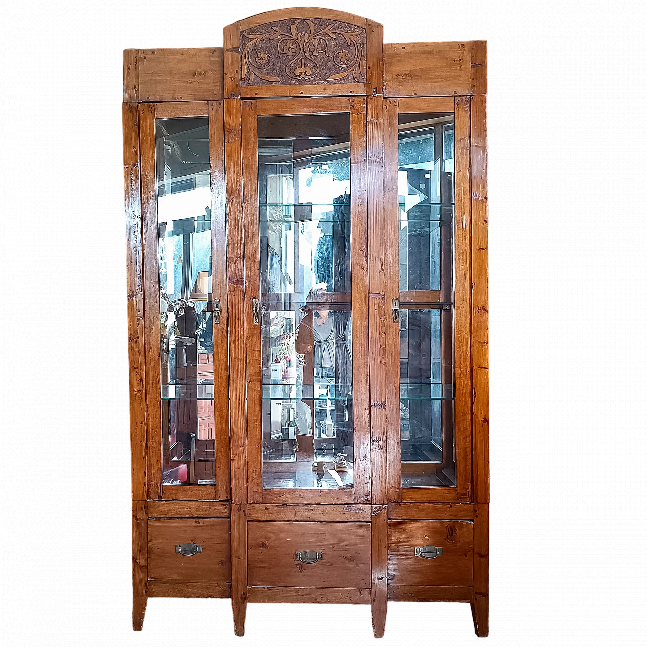 Wood display cabinet with mirrored inside, 19th century 9