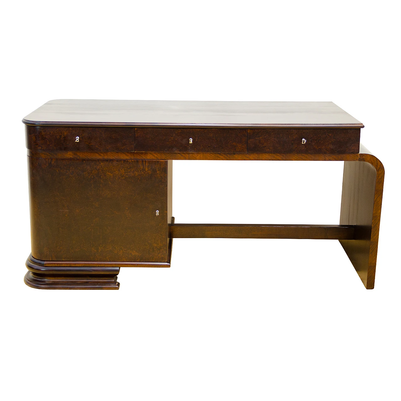 Bohemian Art Deco walnut desk, 1930s 1