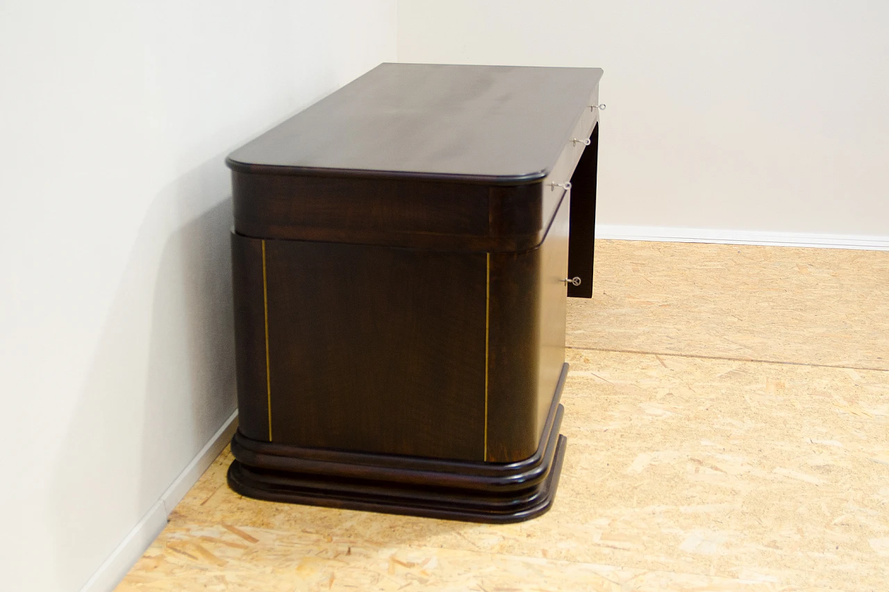 Bohemian Art Deco walnut desk, 1930s 4