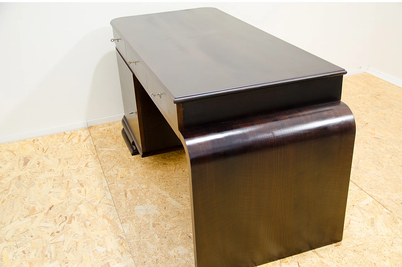 Bohemian Art Deco walnut desk, 1930s 7